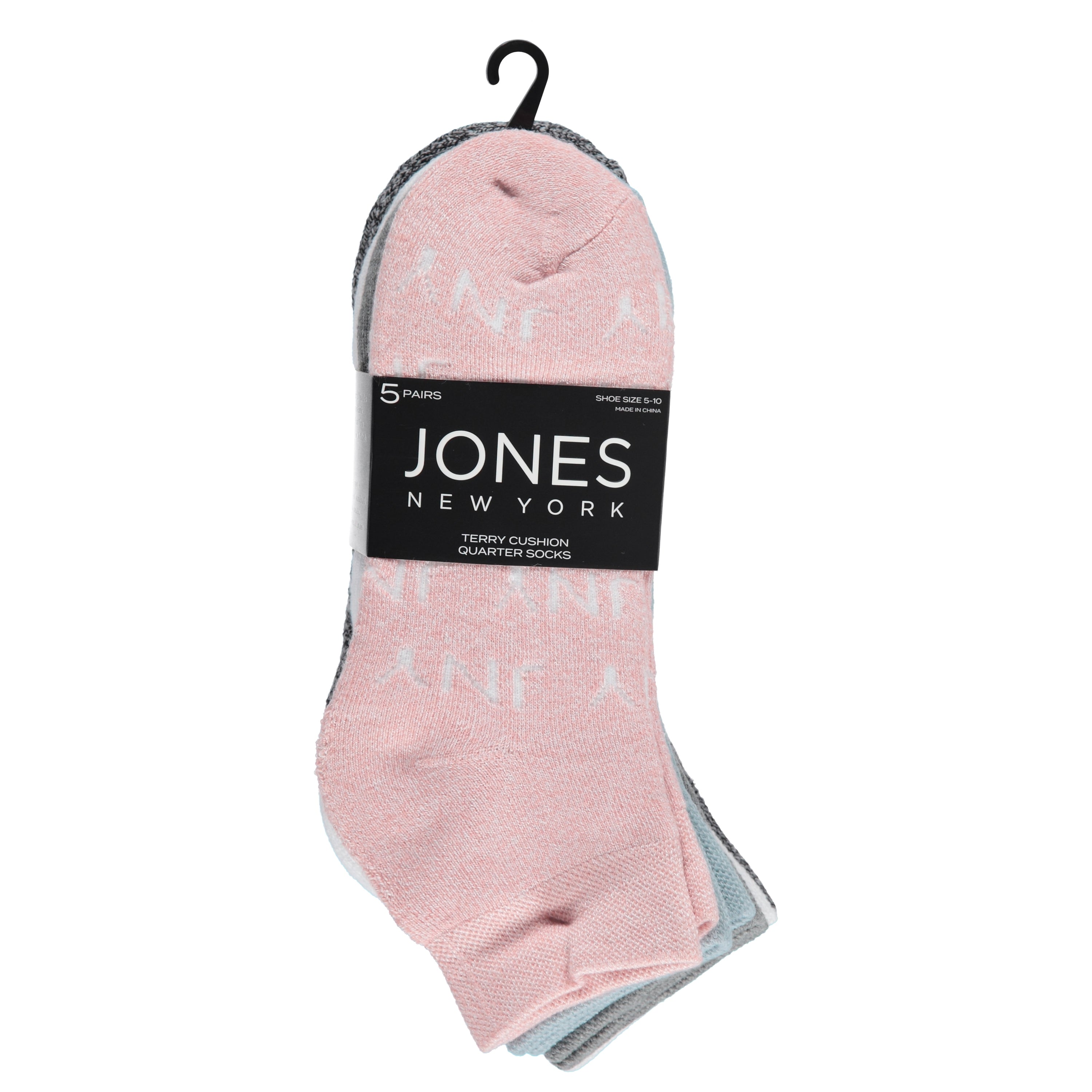 Jones New York Ladies 5 Pack Full Cushion Quarter Socks (LJN2863-5)